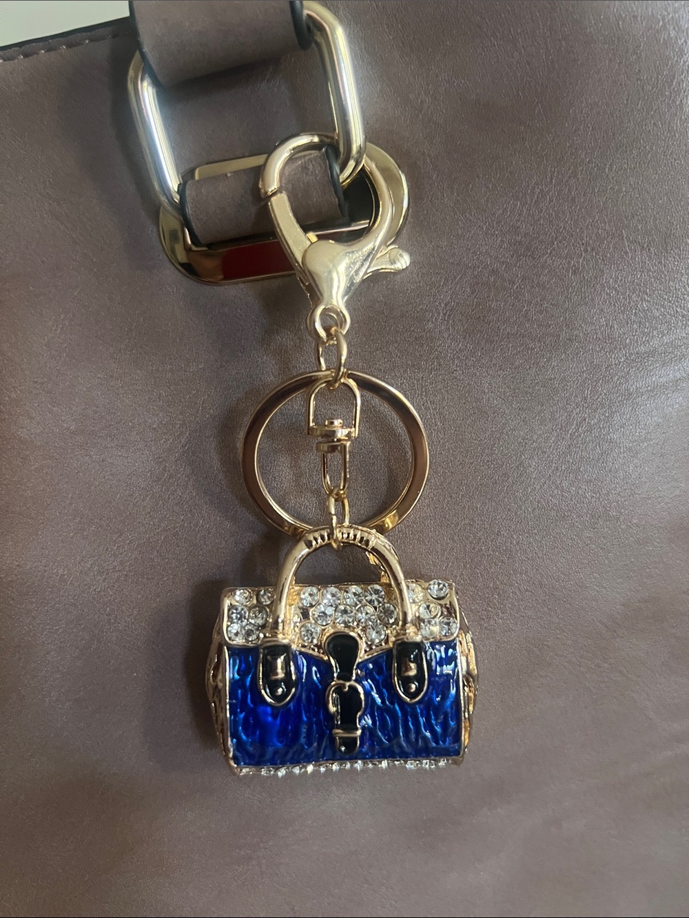 Gold-Tone Enamel Handbag Keychain Charm